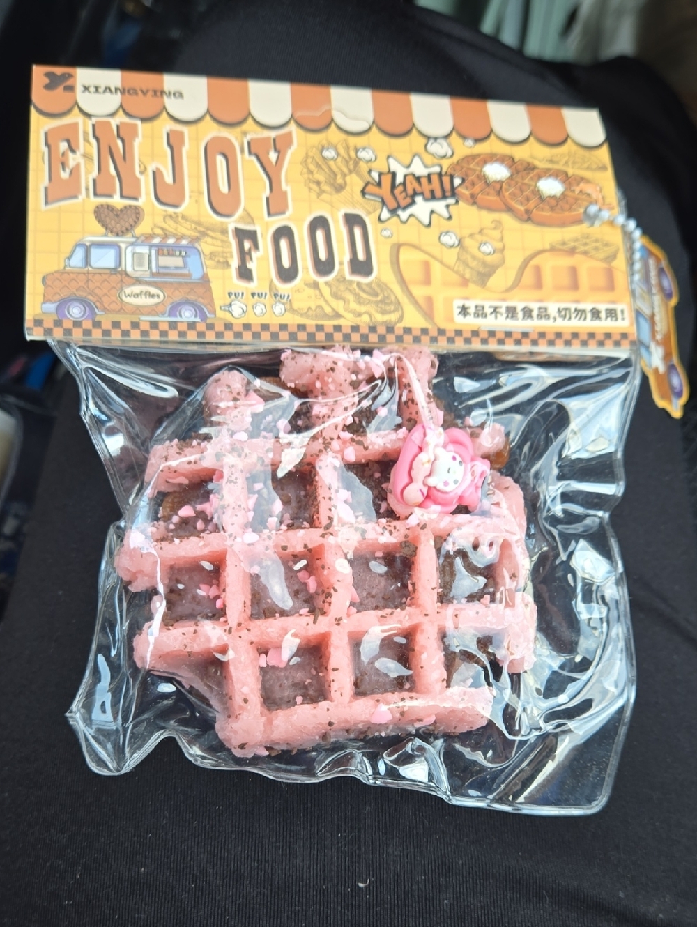 Pink Chocolate Waffle Squishy Toy - Novelty Enjoy Food Fidget Toy